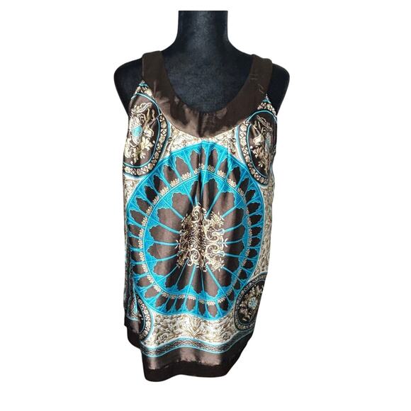Lane Bryant Turquoise and Brown sleeveless top size 16 - Picture 1 of 4
